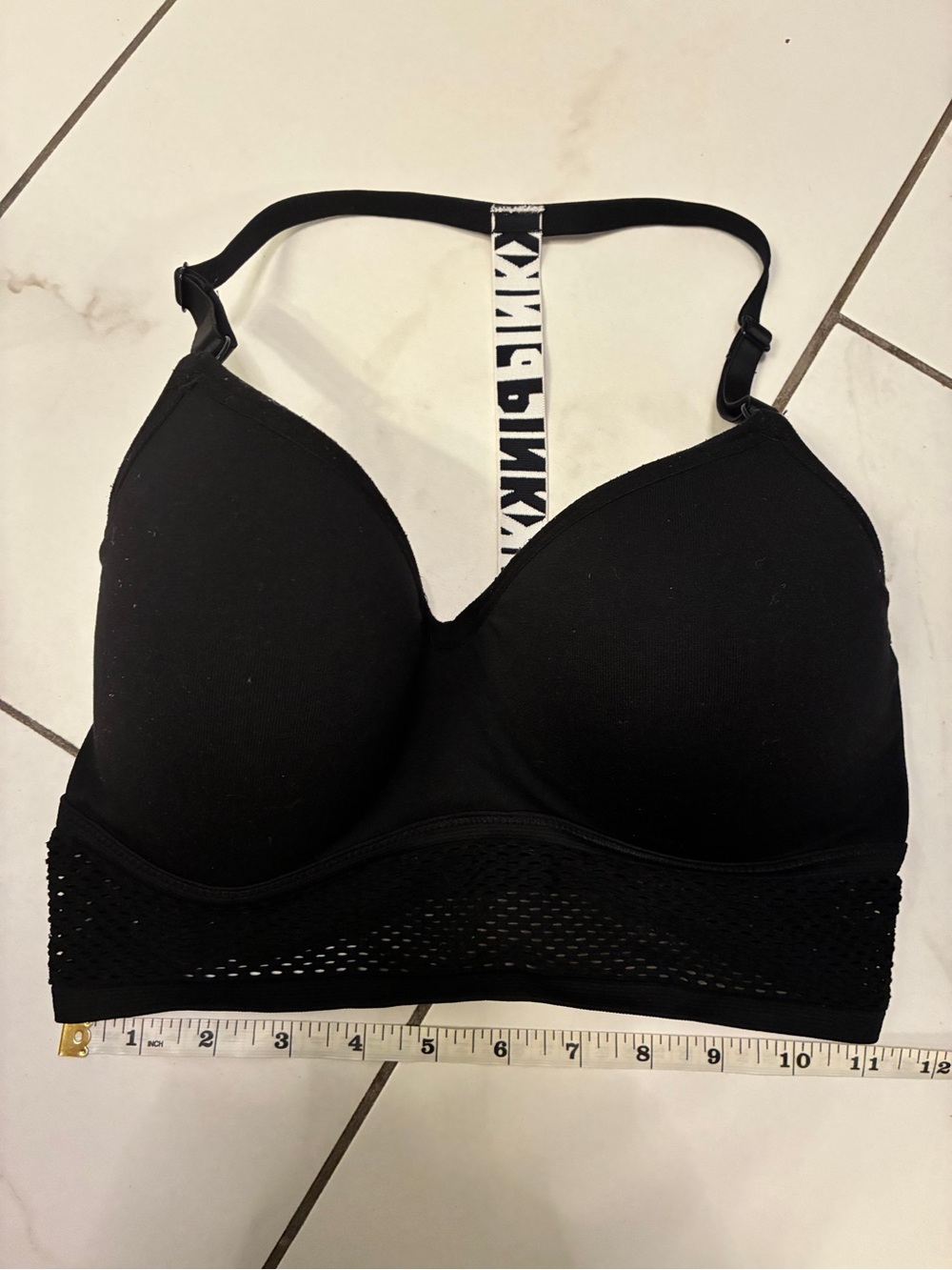 Victoria's Secret Black Racerback Padded Bralette with Logo T-Back